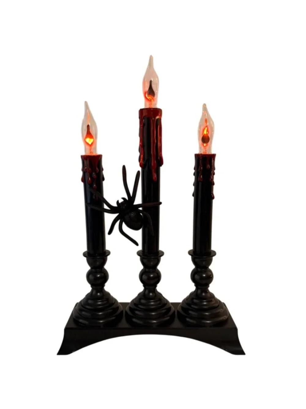 Halloween Bleeding Candle Flickering Candelabra VTG Spider Lamp Electric Plug In